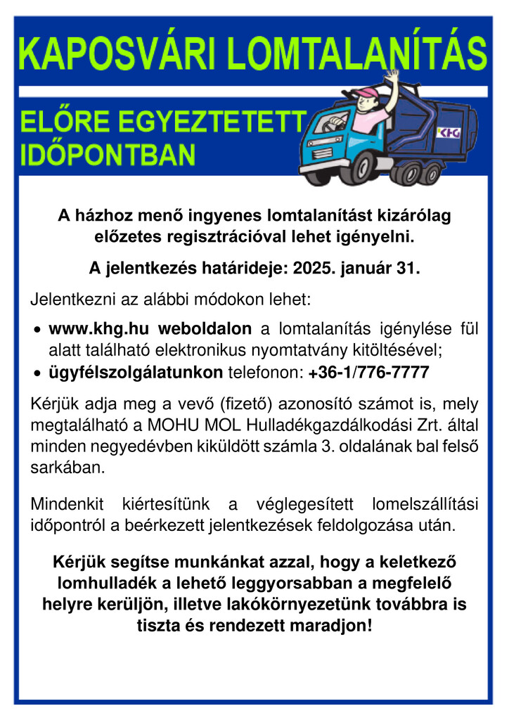 Megkezdődött a 2025-ös évi lomtalanítás!